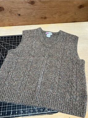 Vintage Royal Scott V-Neck Cable Knit Sweater Vest by - Brown Heather